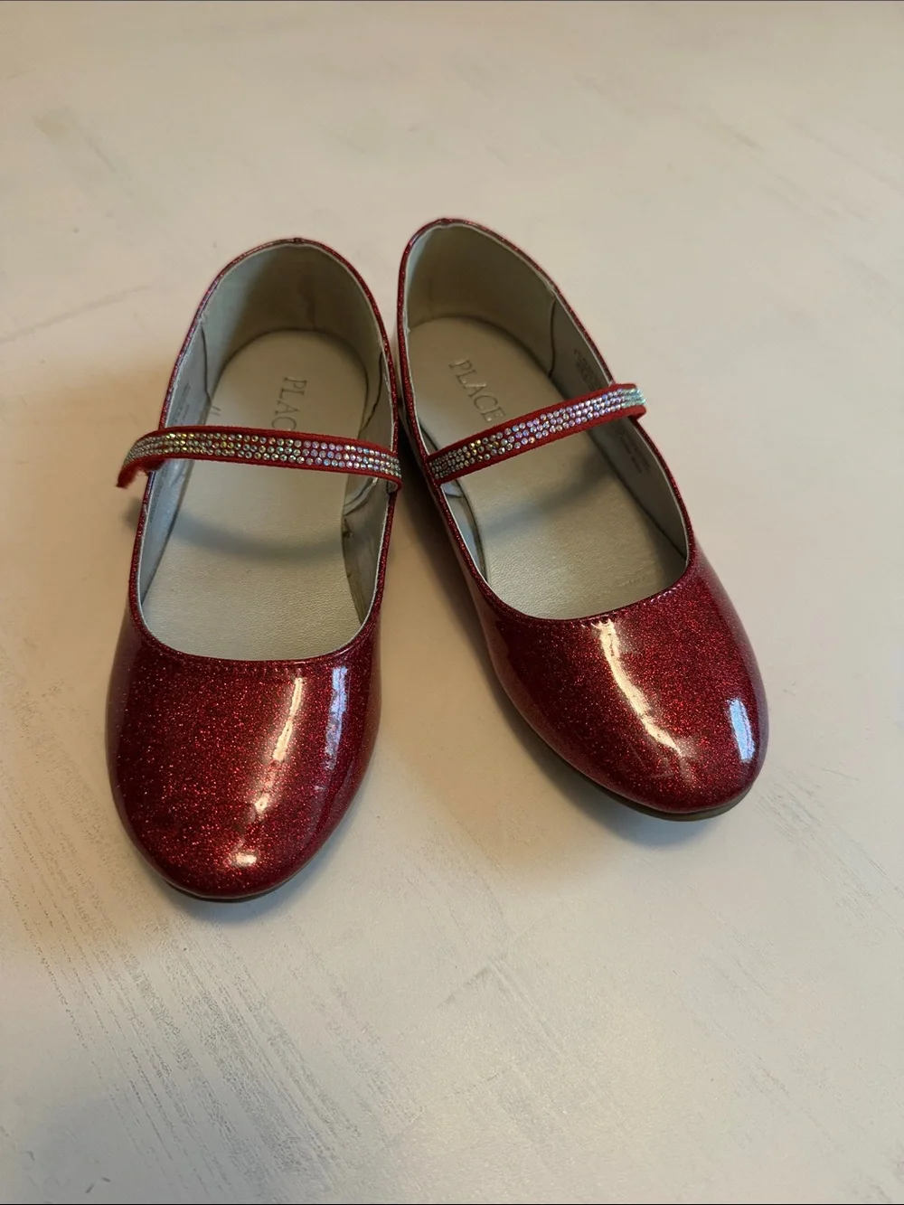 The Children's Place Red Glitter Mary Jane with Rhinestone Strap
